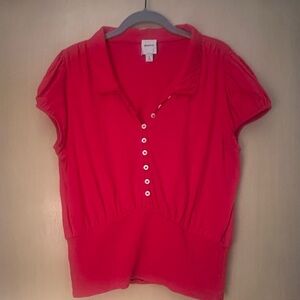 Maeve Vibrant Red Button-Down Shirt